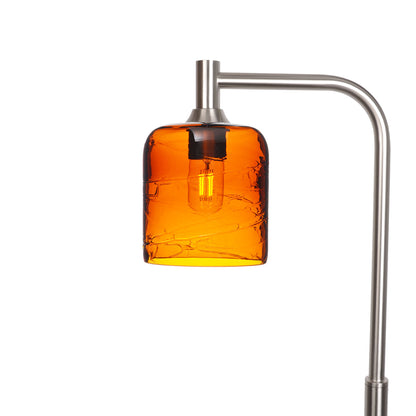603 Floor Lamp-Glass-Bicycle Glass Co - Hotshop-Spun-Golden Amber-Brushed Nickel-Bicycle Glass Co
