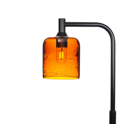 603 Floor Lamp-Glass-Bicycle Glass Co - Hotshop-Spun-Golden Amber-Matte Black-Bicycle Glass Co