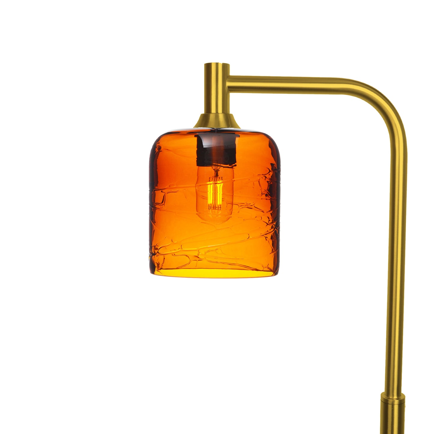 603 Floor Lamp-Glass-Bicycle Glass Co - Hotshop-Spun-Golden Amber-Polished Brass-Bicycle Glass Co