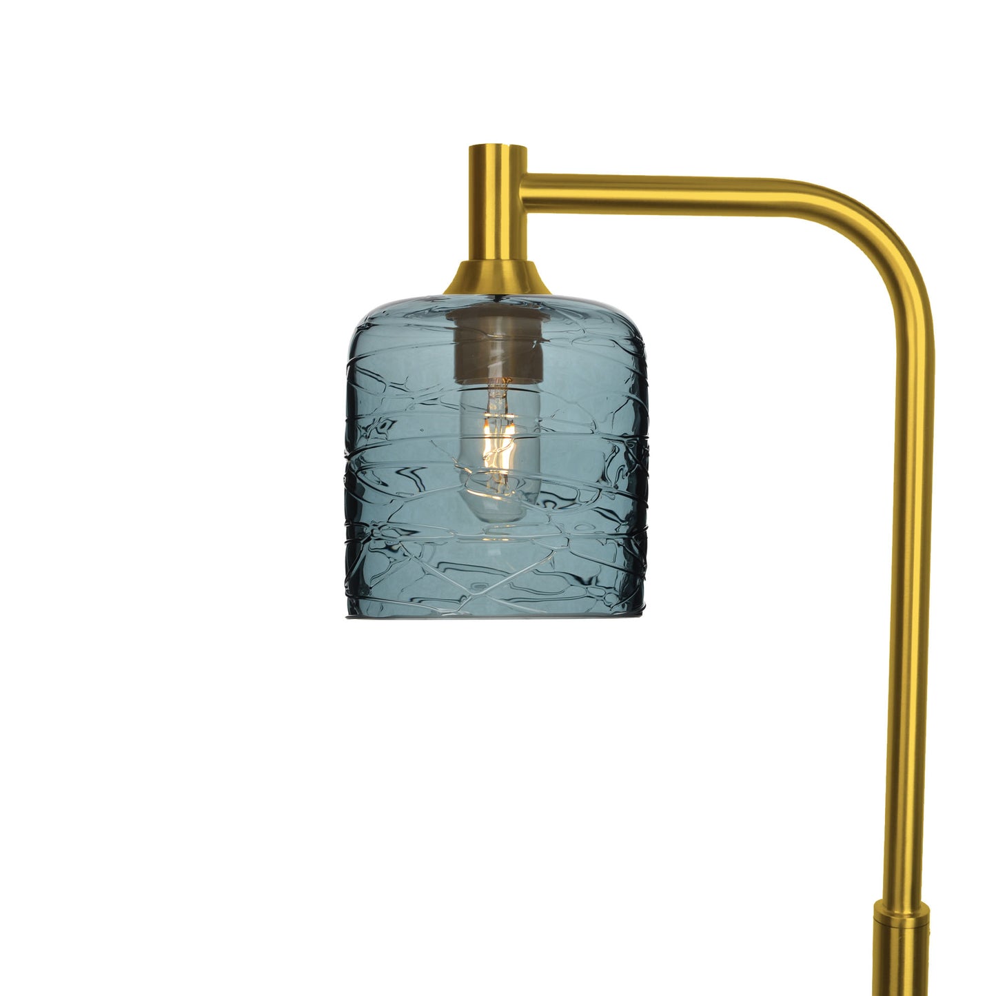 603 Floor Lamp-Glass-Bicycle Glass Co - Hotshop-Spun-Slate Gray-Polished Brass-Bicycle Glass Co