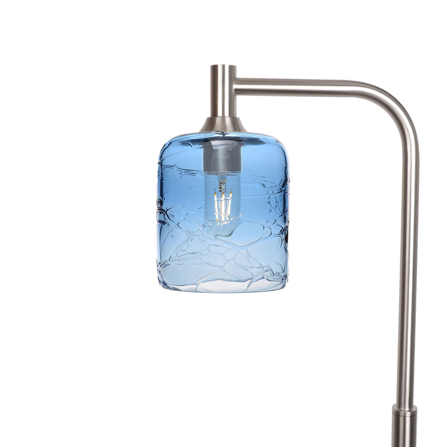 603 Floor Lamp-Glass-Bicycle Glass Co - Hotshop-Spun-Steel Blue-Brushed Nickel-Bicycle Glass Co