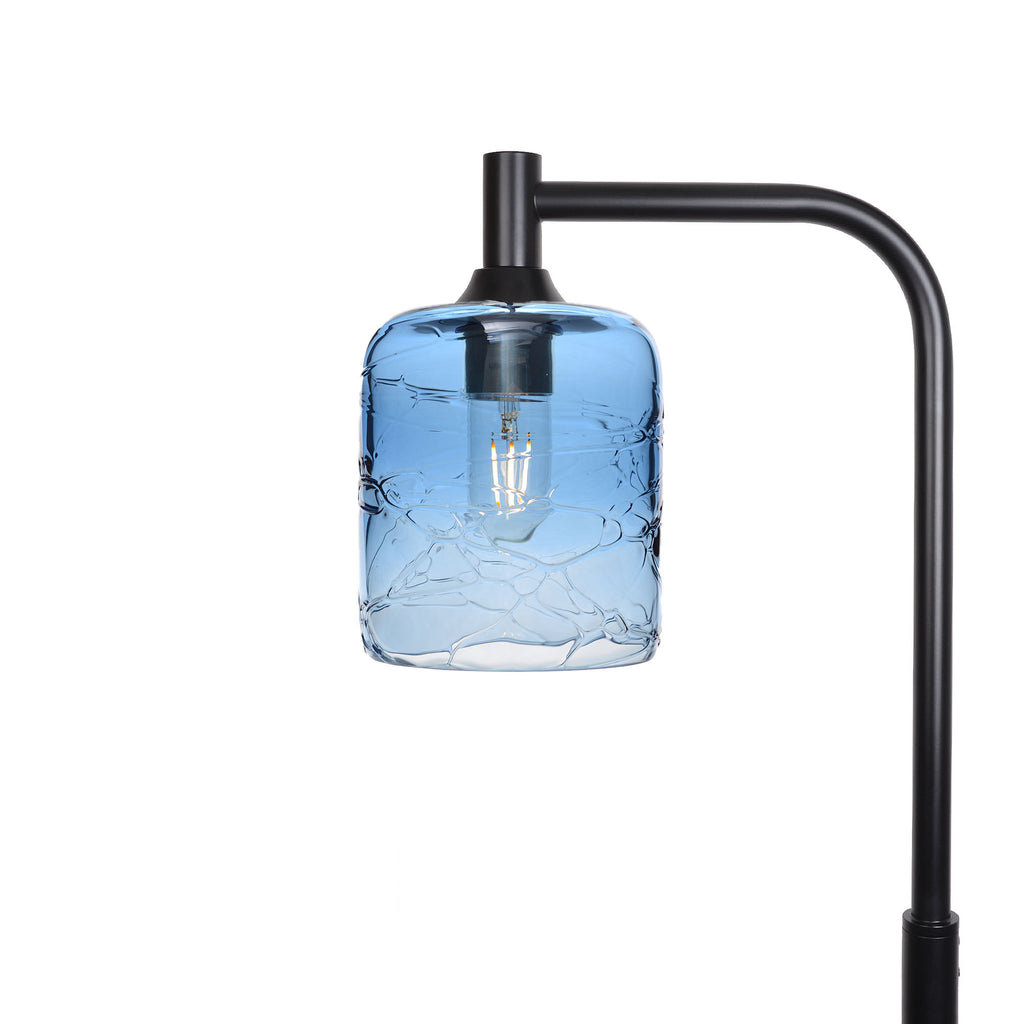603 Floor Lamp-Glass-Bicycle Glass Co - Hotshop-Spun-Steel Blue-Matte Black-Bicycle Glass Co