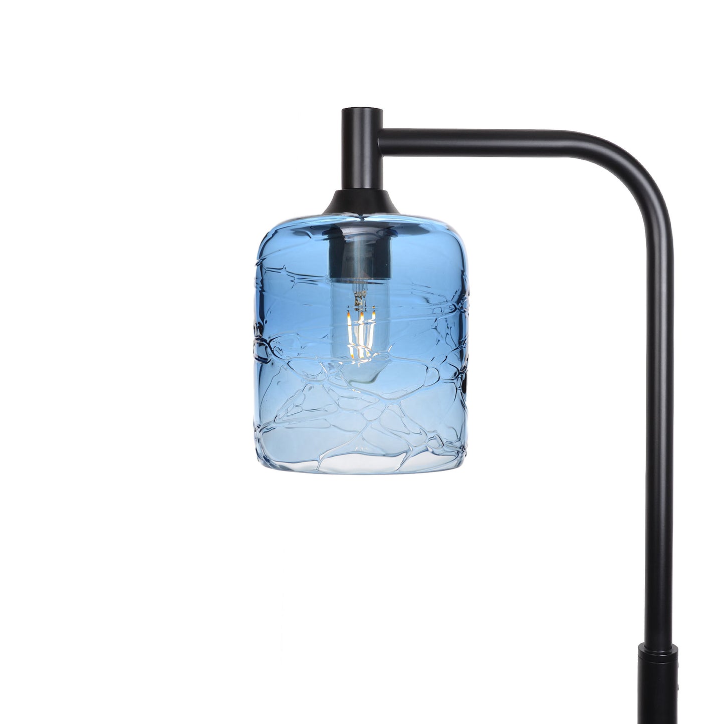 603 Floor Lamp-Glass-Bicycle Glass Co - Hotshop-Spun-Steel Blue-Matte Black-Bicycle Glass Co