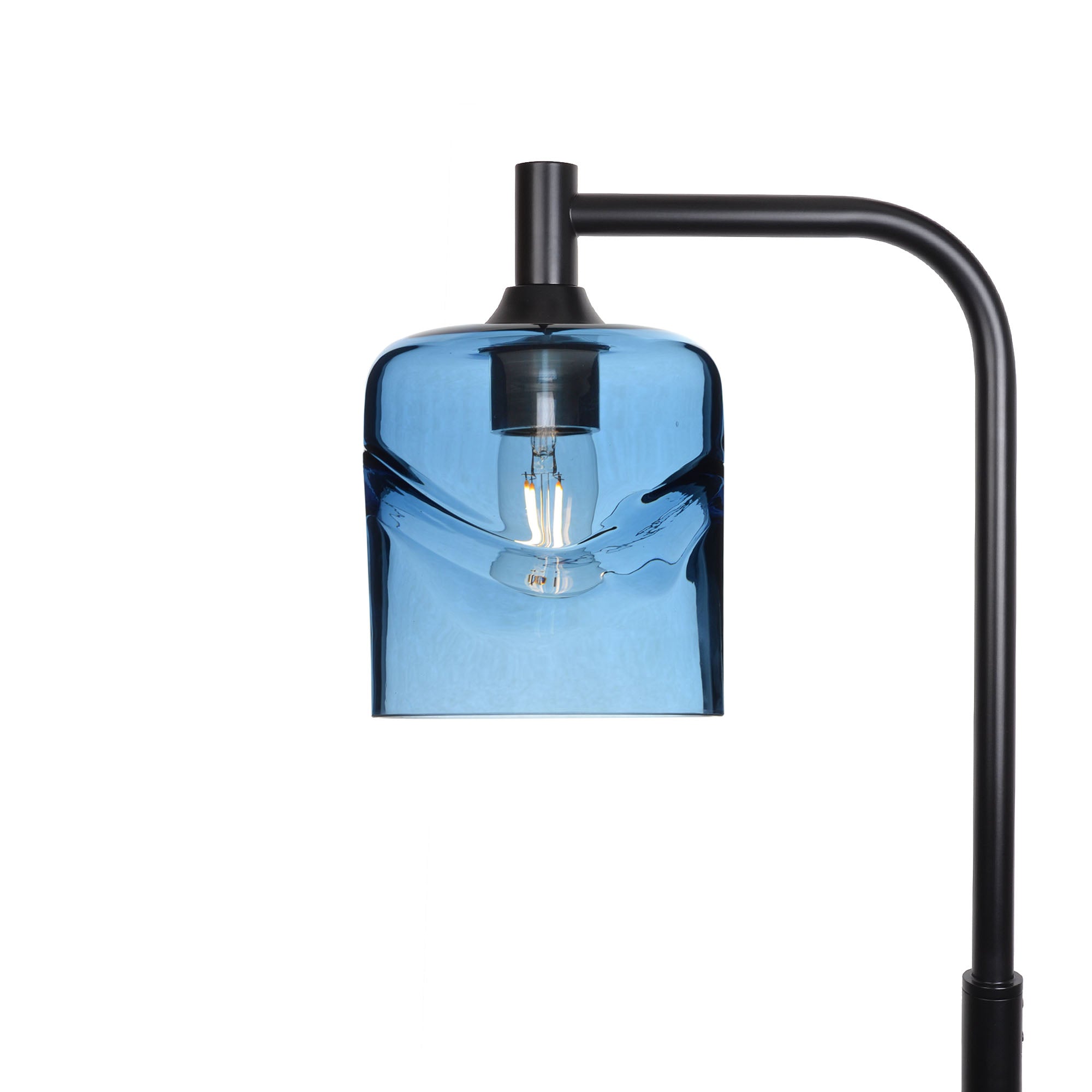 603 Floor Lamp-Glass-Bicycle Glass Co - Hotshop-Swell-Steel Blue-Matte Black-Bicycle Glass Co