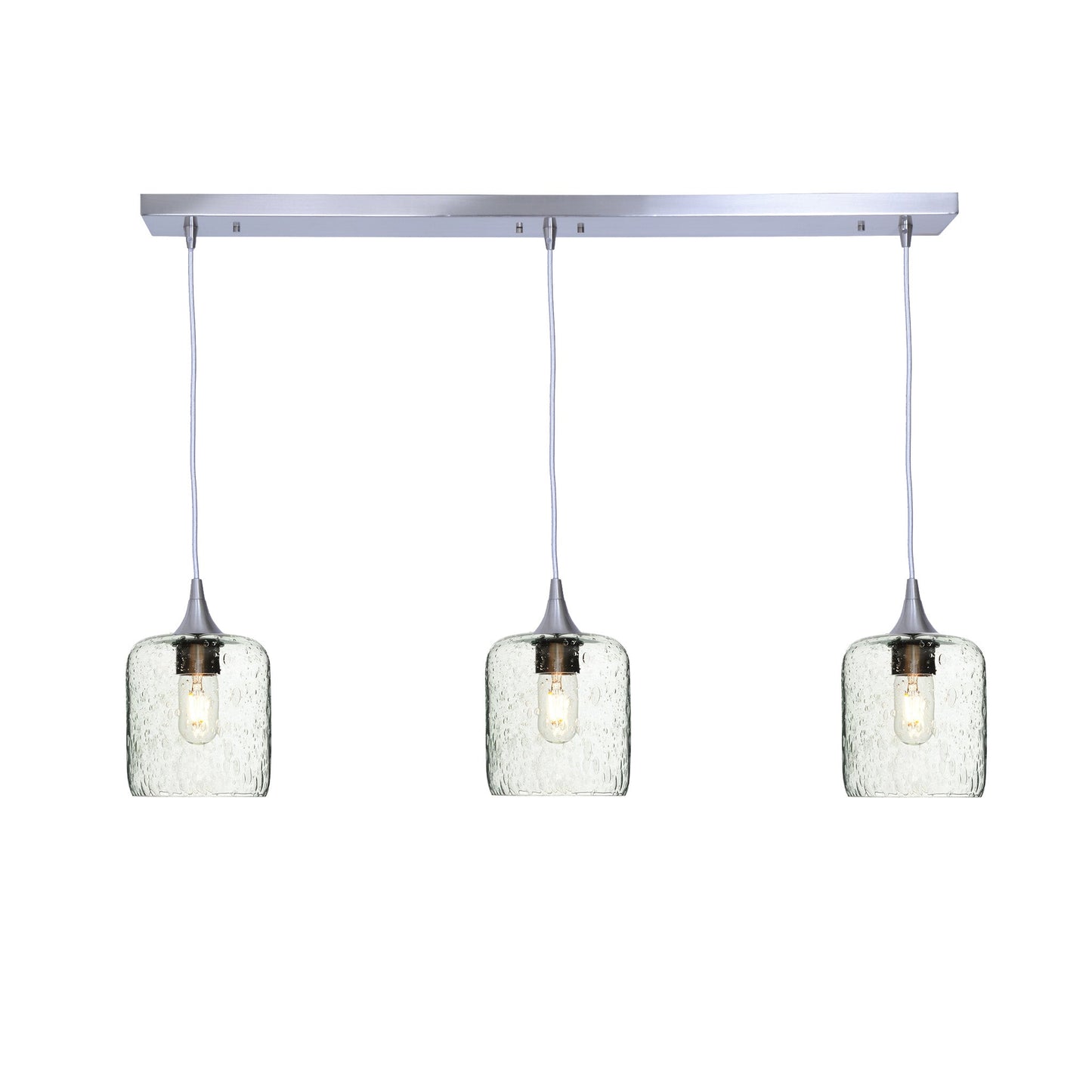 603 Lunar: 3 Pendant Linear Chandelier-Glass-Bicycle Glass Co - Hotshop-Eco Clear-Bicycle Glass Co