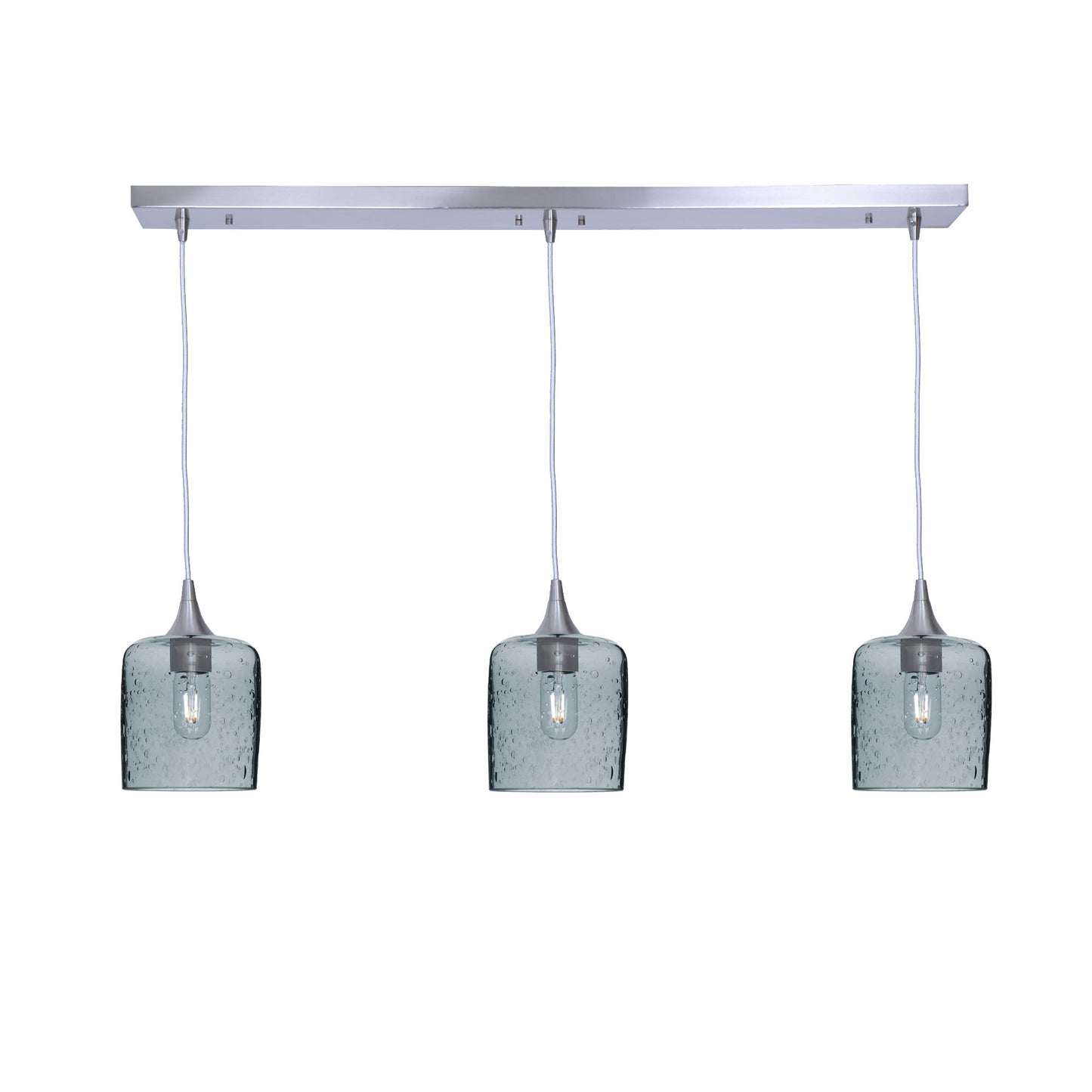 603 Lunar: 3 Pendant Linear Chandelier-Glass-Bicycle Glass Co - Hotshop-Slate Gray-Brushed Nickel-Bicycle Glass Co