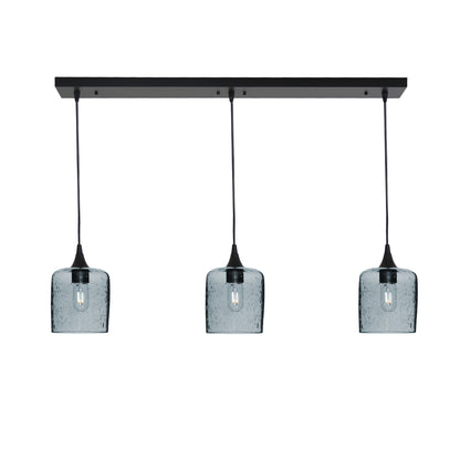 603 Lunar: 3 Pendant Linear Chandelier-Glass-Bicycle Glass Co - Hotshop-Slate Gray-Matte Black-Bicycle Glass Co