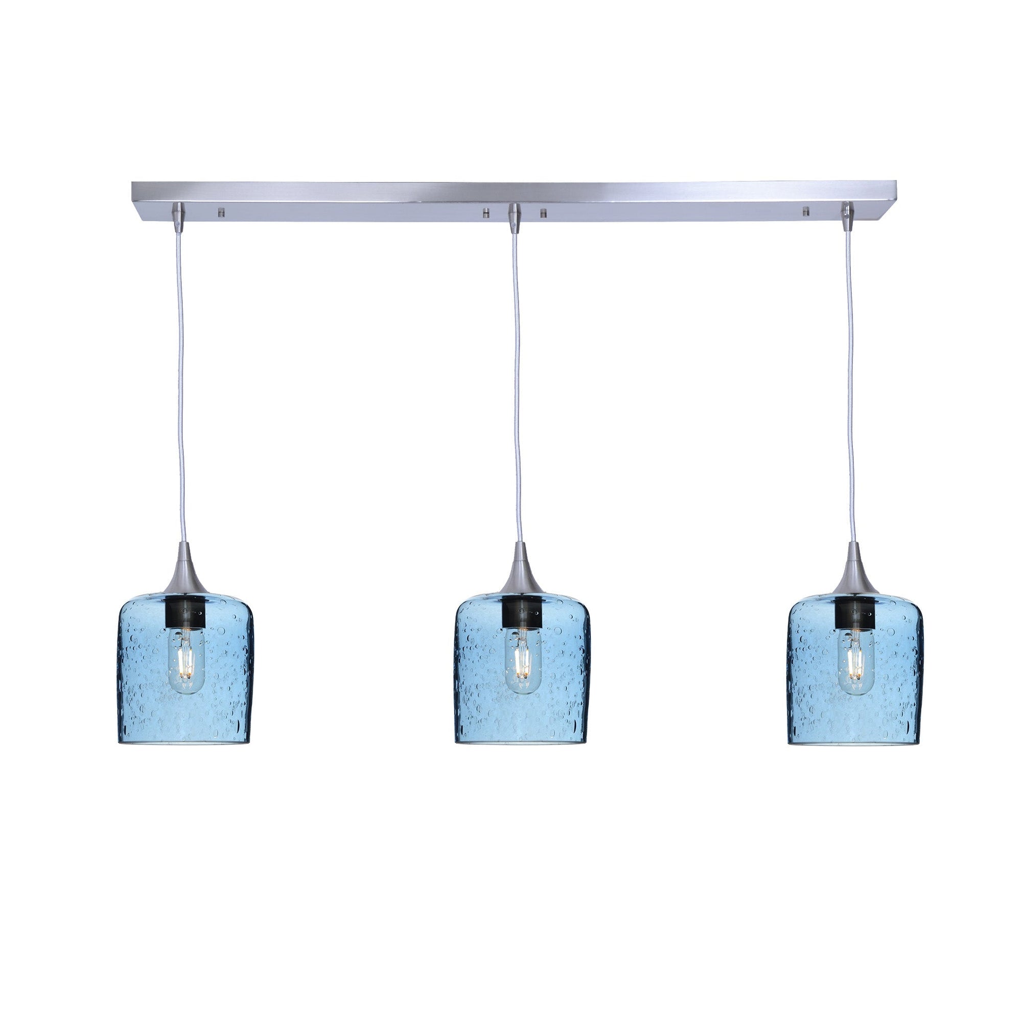 603 Lunar: 3 Pendant Linear Chandelier-Glass-Bicycle Glass Co - Hotshop-Eco Clear-Bicycle Glass Co