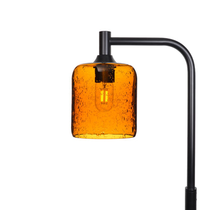 603 Lunar: Floor Lamp-Glass-Bicycle Glass Co - Hotshop-Golden Amber-Matte Black-Bicycle Glass Co