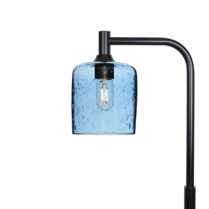 603 Lunar: Floor Lamp-Glass-Bicycle Glass Co - Hotshop-Steel Blue-Matte Black-Bicycle Glass Co