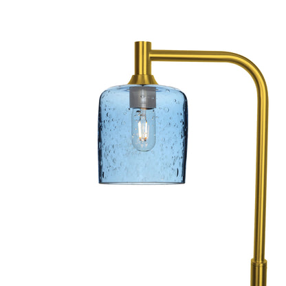 603 Lunar: Floor Lamp-Glass-Bicycle Glass Co - Hotshop-Steel Blue-Polished Brass-Bicycle Glass Co