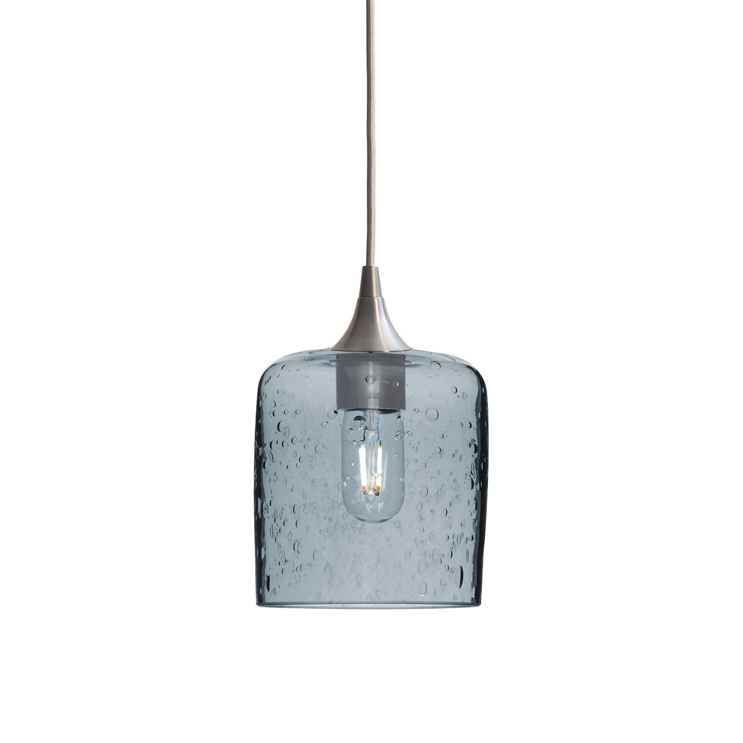 603 Lunar: Single Pendant Light-Glass-Bicycle Glass Co - Hotshop-Slate Gray-Brushed Nickel-Bicycle Glass Co