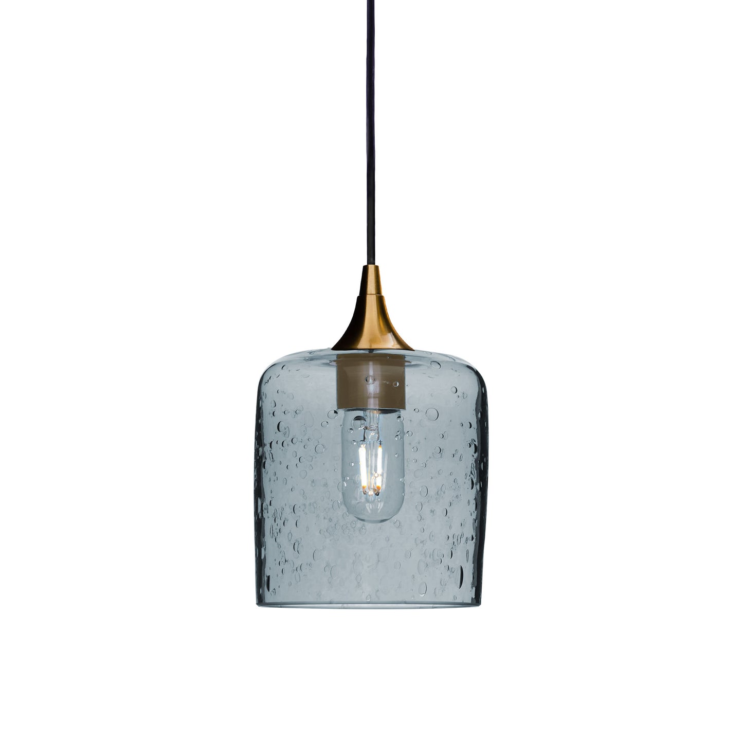 603 Lunar: Single Pendant Light-Glass-Bicycle Glass Co - Hotshop-Slate Gray-Polished Brass-Bicycle Glass Co