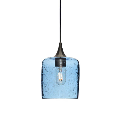 603 Lunar: Single Pendant Light-Glass-Bicycle Glass Co - Hotshop-Steel Blue-Antique Bronze-Bicycle Glass Co