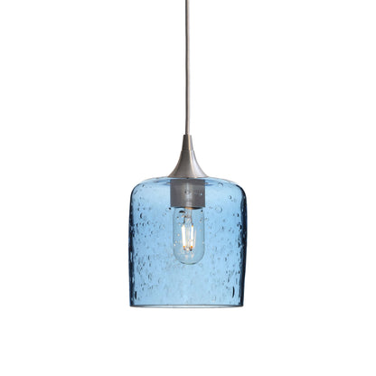 603 Lunar: Single Pendant Light-Glass-Bicycle Glass Co - Hotshop-Steel Blue-Brushed Nickel-Bicycle Glass Co