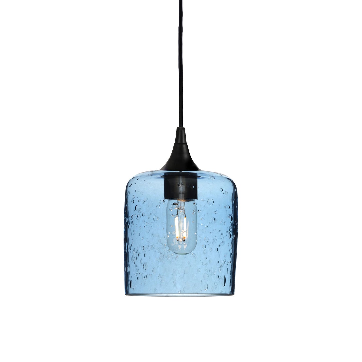 603 Lunar: Single Pendant Light-Glass-Bicycle Glass Co - Hotshop-Steel Blue-Matte Black-Bicycle Glass Co