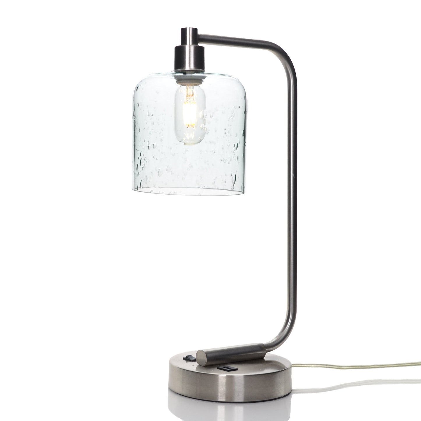 603 Lunar: Table Lamp-Glass-Bicycle Glass Co - Hotshop-Eco Clear-Brushed Nickel-4 Watt LED (+$0.00)-Bicycle Glass Co