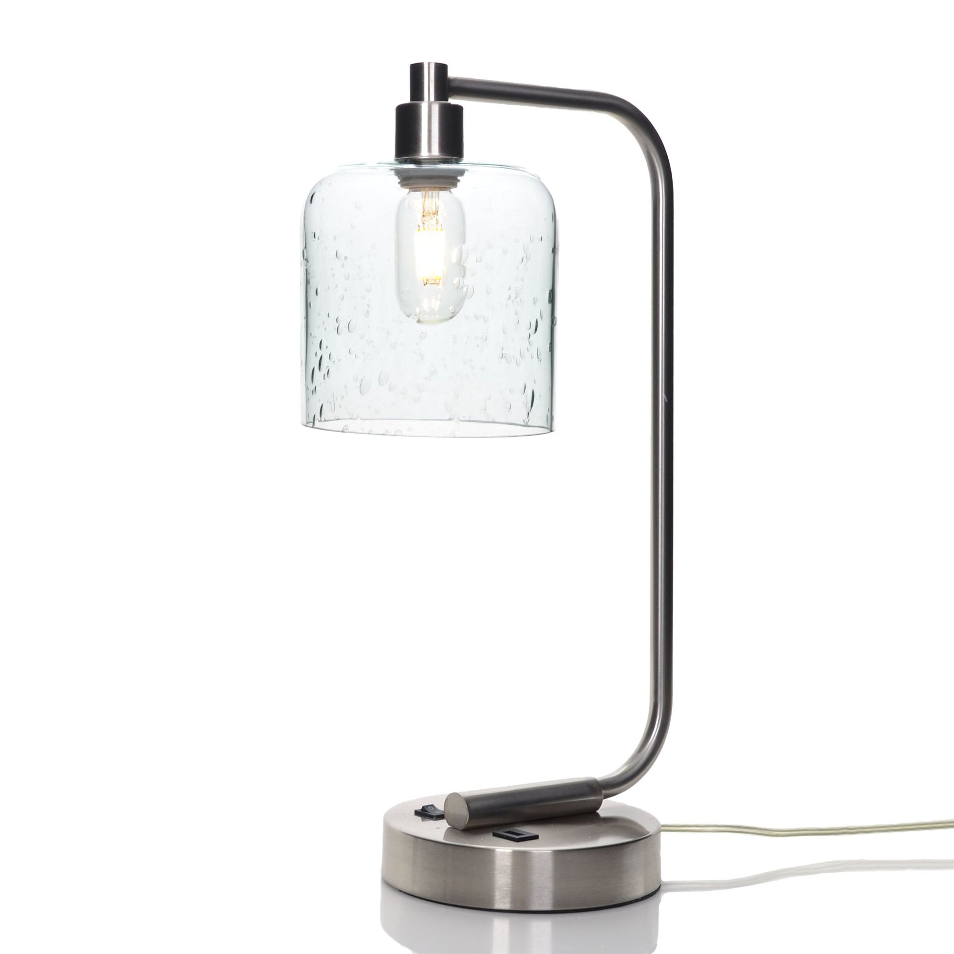 603 Lunar: Table Lamp-Glass-Bicycle Glass Co - Hotshop-Eco Clear-Brushed Nickel-Bicycle Glass Co