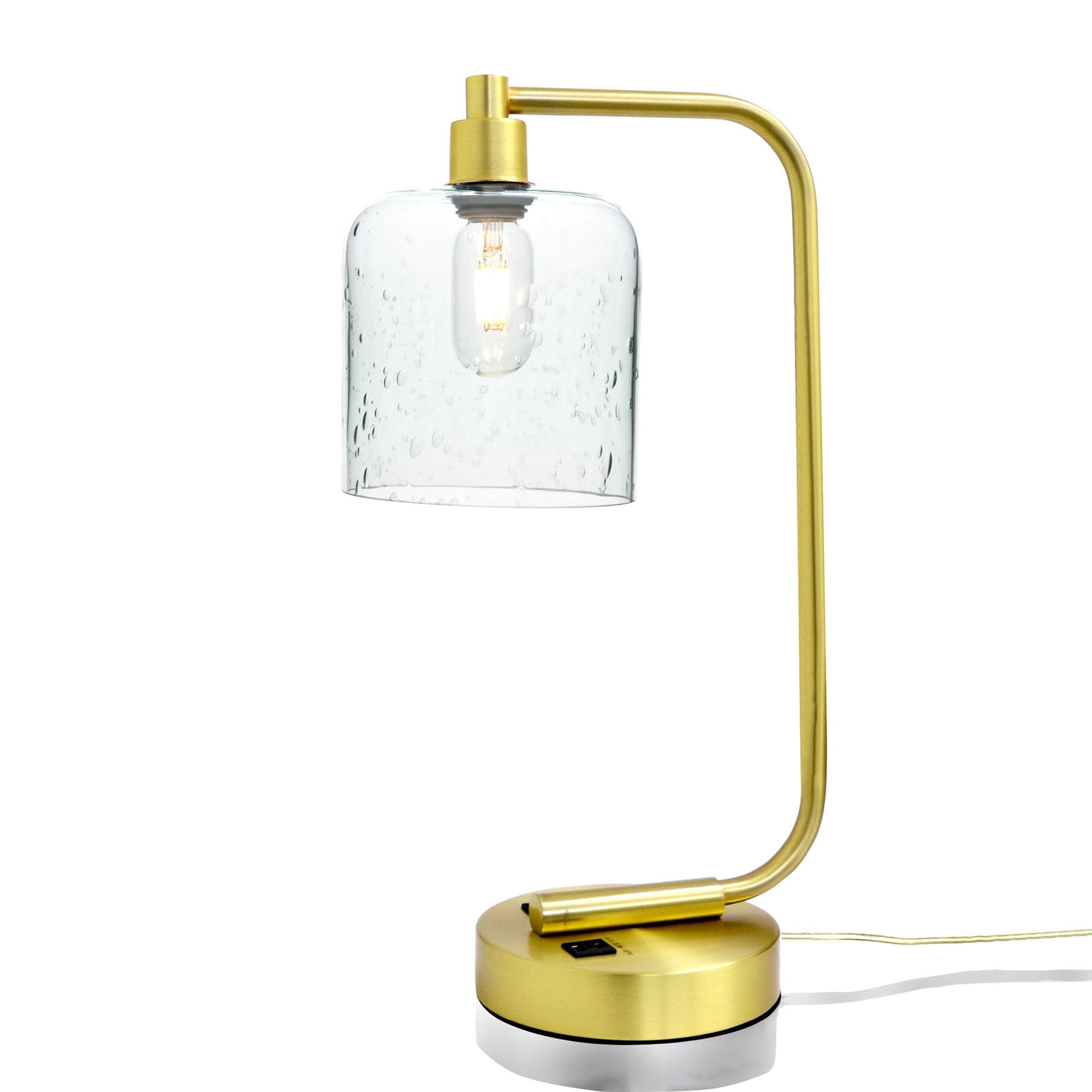 603 Lunar: Table Lamp-Glass-Bicycle Glass Co - Hotshop-Eco Clear-Satin Brass-Bicycle Glass Co