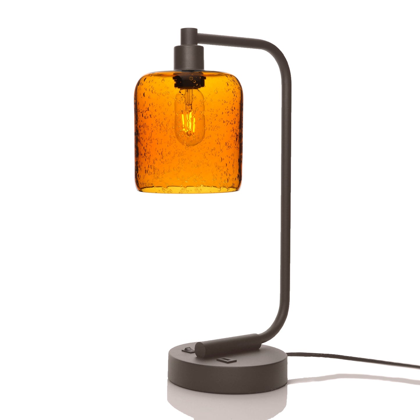 603 Lunar: Table Lamp-Glass-Bicycle Glass Co - Hotshop-Golden Amber-Dark Bronze-Bicycle Glass Co