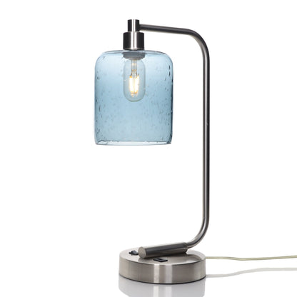 603 Lunar: Table Lamp-Glass-Bicycle Glass Co - Hotshop-Slate Gray-Brushed Nickel-4 Watt LED (+$0.00)-Bicycle Glass Co