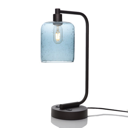 603 Lunar: Table Lamp-Glass-Bicycle Glass Co - Hotshop-Slate Gray-Antique Bronze-4 Watt LED (+$0.00)-Bicycle Glass Co