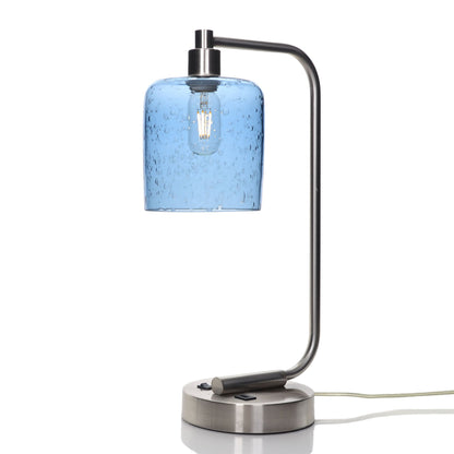 603 Lunar: Table Lamp-Glass-Bicycle Glass Co - Hotshop-Steel Blue-Brushed Nickel-Bicycle Glass Co