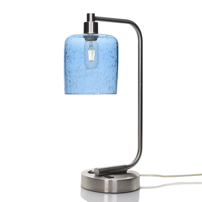 603 Lunar: Table Lamp-Glass-Bicycle Glass Co - Hotshop-Steel Blue-Brushed Nickel-4 Watt LED (+$0.00)-Bicycle Glass Co