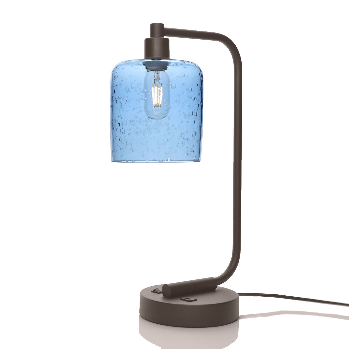 603 Lunar: Table Lamp-Glass-Bicycle Glass Co - Hotshop-Steel Blue-Dark Bronze-Bicycle Glass Co