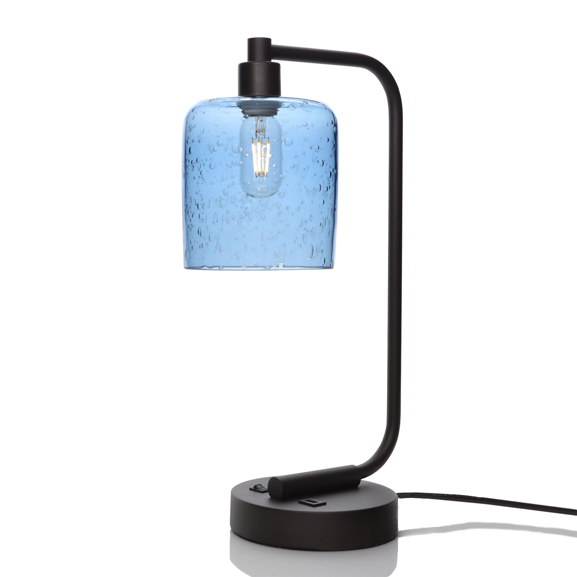 603 Lunar: Table Lamp-Glass-Bicycle Glass Co - Hotshop-Steel Blue-Matte Black-Bicycle Glass Co