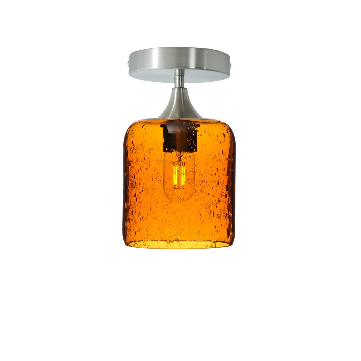 603 Semi-Flush-Bicycle Glass Co - Hotshop-Lunar-Golden Amber-Brushed Nickel-Bicycle Glass Co