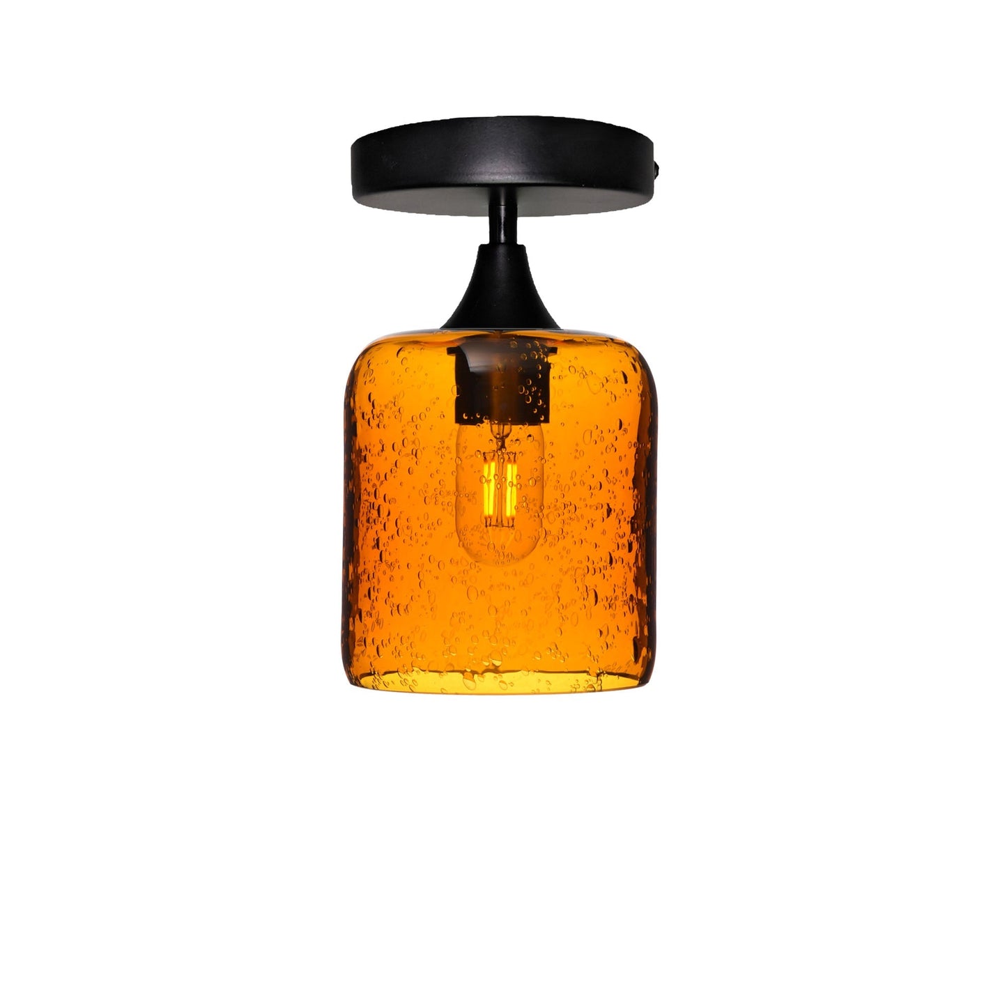 603 Semi-Flush-Bicycle Glass Co - Hotshop-Lunar-Golden Amber-Matte Black-Bicycle Glass Co