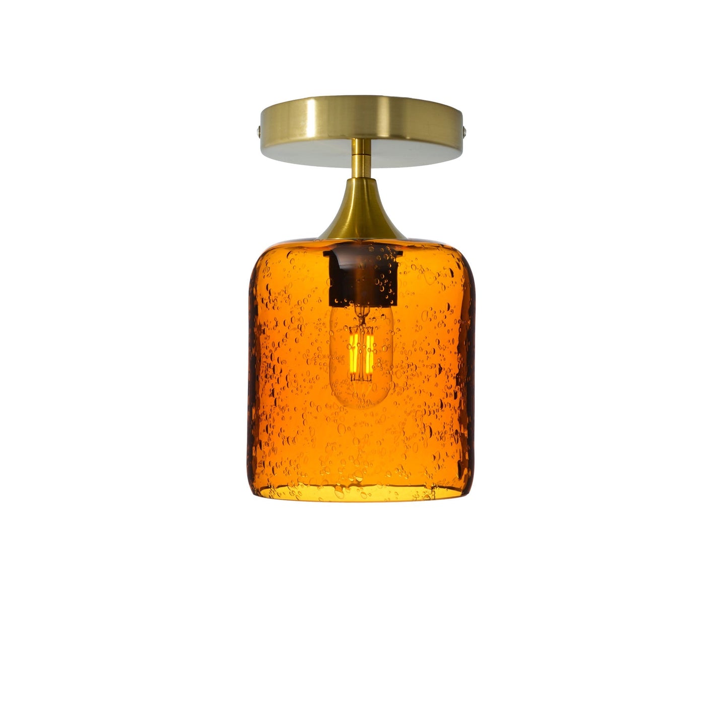 603 Semi-Flush-Bicycle Glass Co - Hotshop-Lunar-Golden Amber-Polished Brass-Bicycle Glass Co