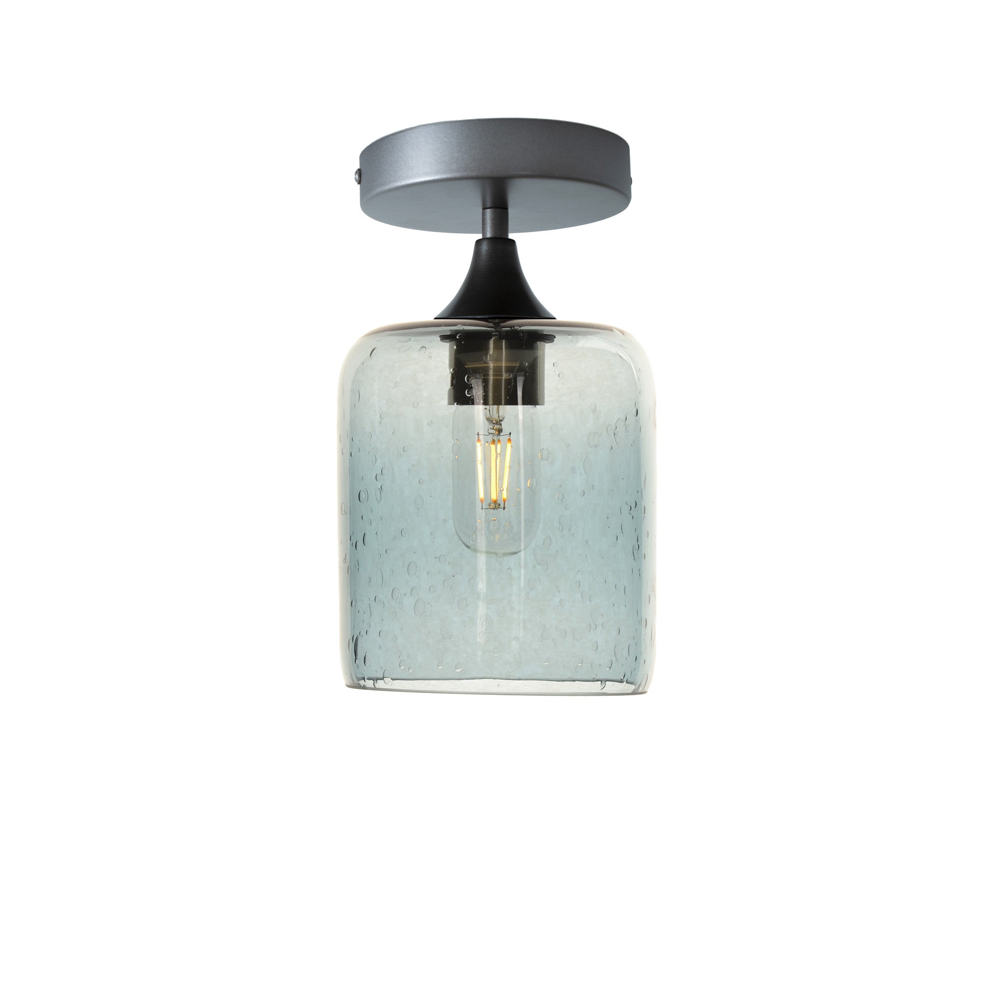 603 Semi-Flush-Bicycle Glass Co - Hotshop-Lunar-Slate Gray-Antique Bronze-Bicycle Glass Co