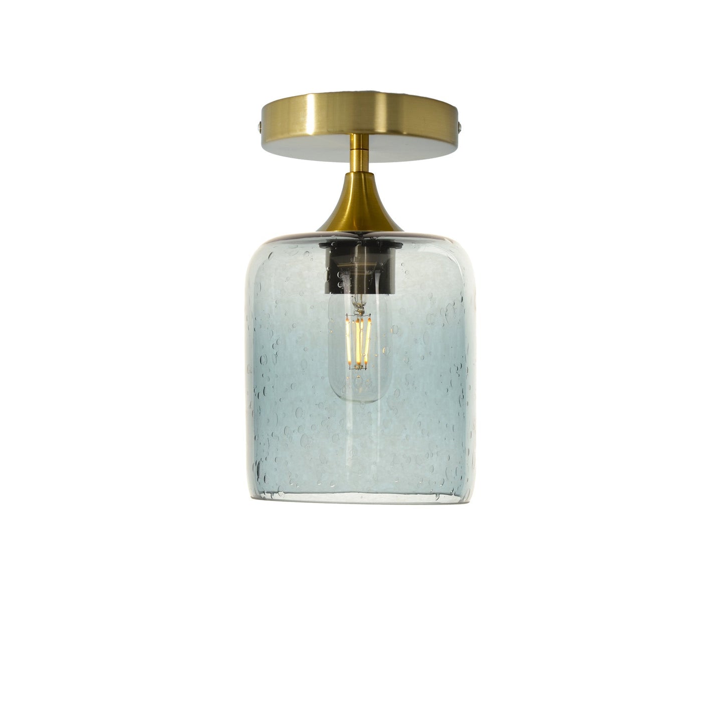 603 Semi-Flush-Bicycle Glass Co - Hotshop-Lunar-Slate Gray-Polished Brass-Bicycle Glass Co