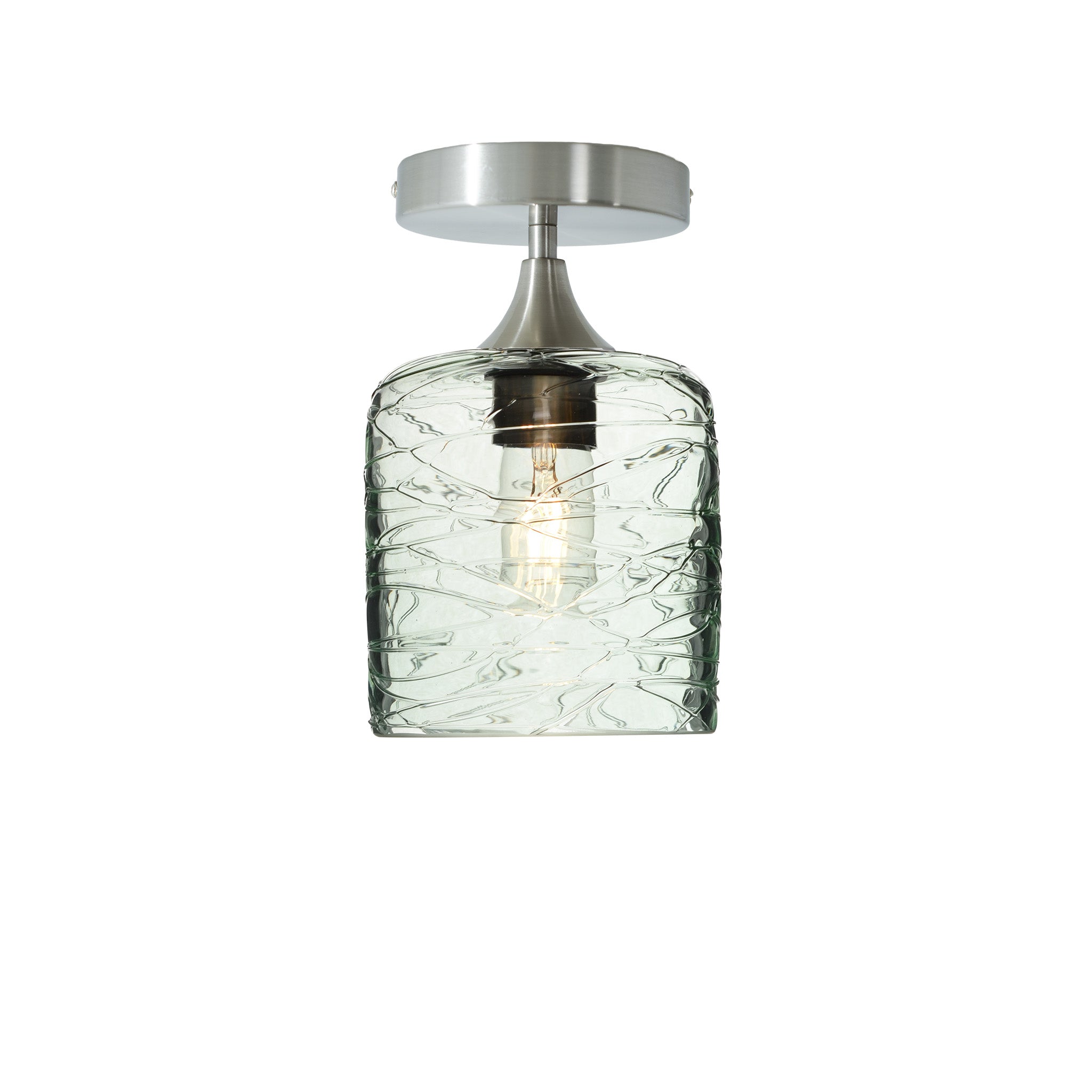 603 Semi-Flush-Bicycle Glass Co - Hotshop-Spun-Eco Clear-Brushed Nickel-Bicycle Glass Co