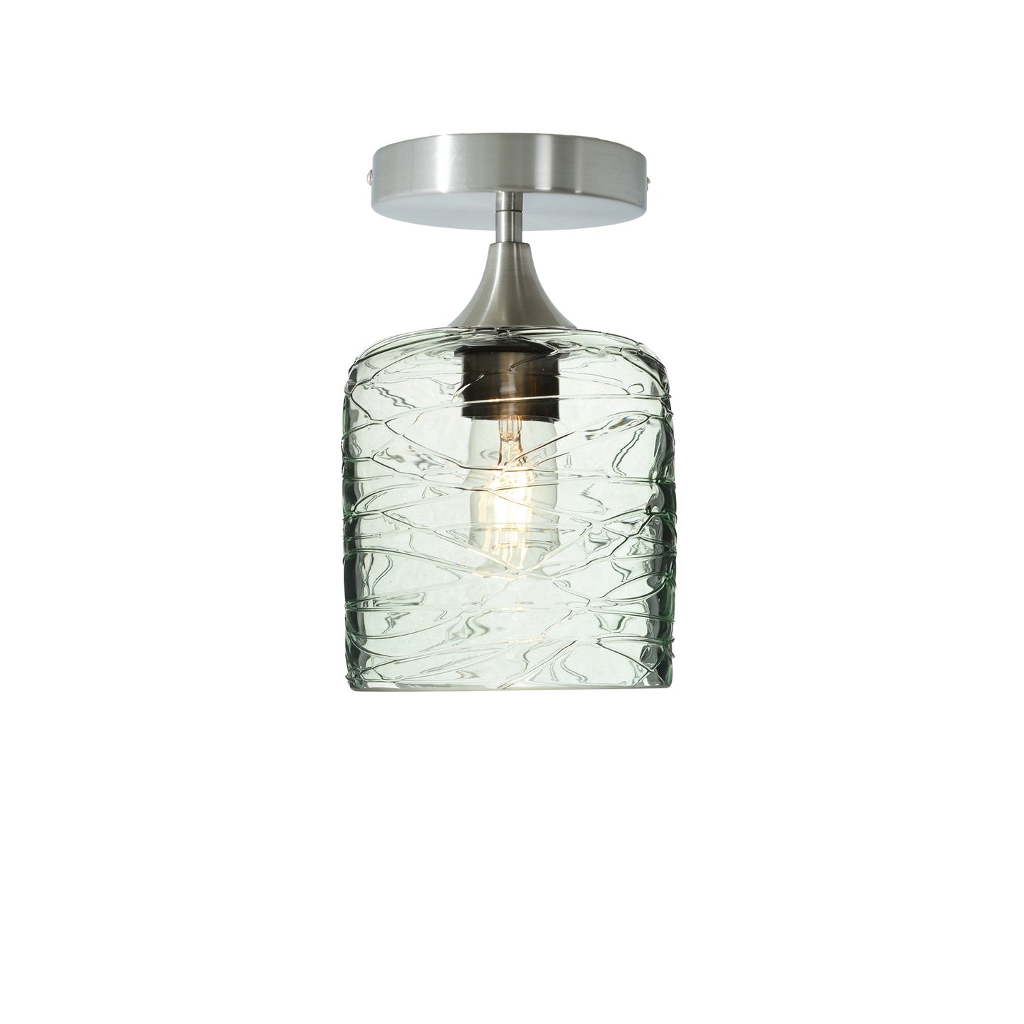 603 Semi-Flush-Bicycle Glass Co - Hotshop-Spun-Eco Clear-Brushed Nickel-Bicycle Glass Co