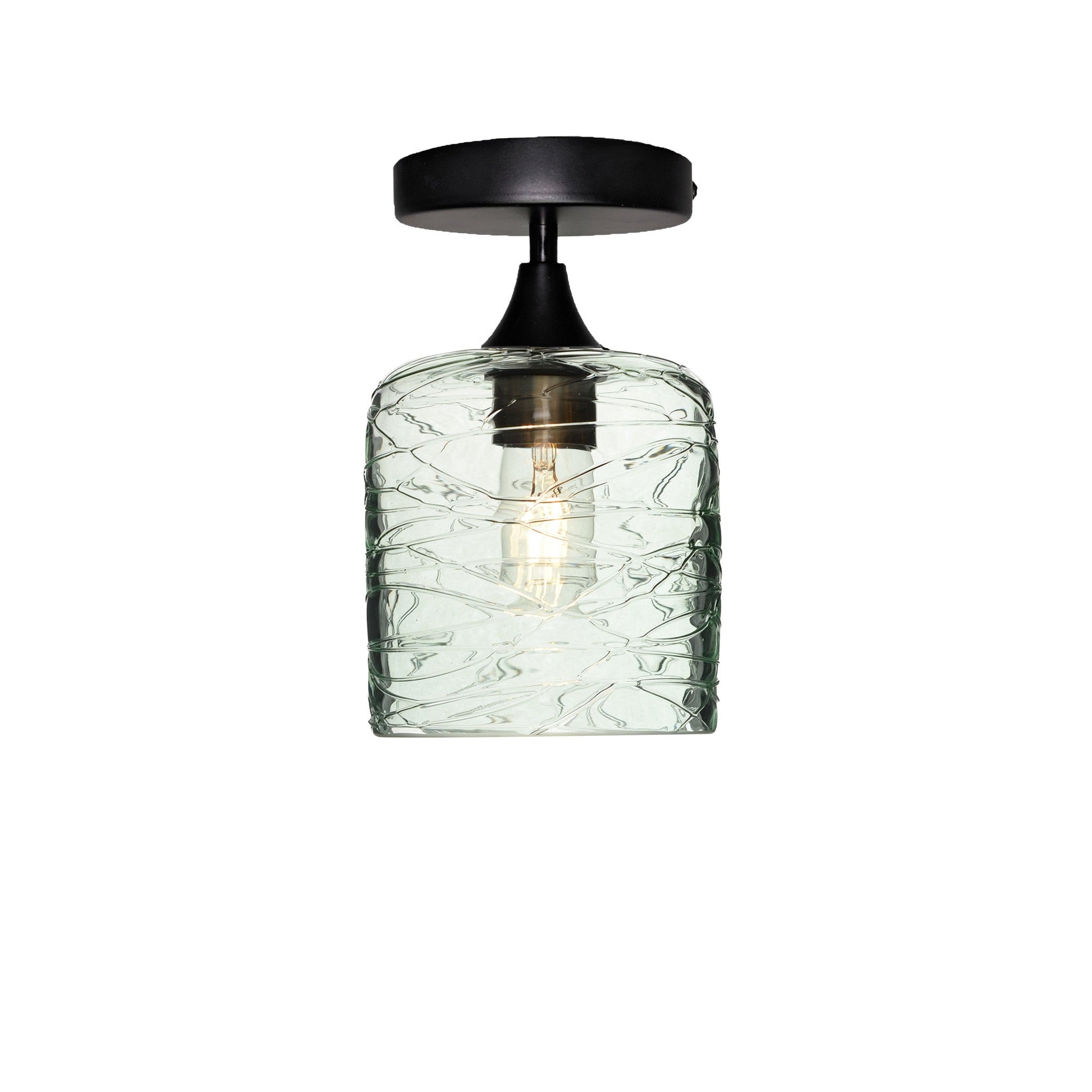 603 Semi-Flush-Bicycle Glass Co - Hotshop-Spun-Eco Clear-Matte Black-Bicycle Glass Co