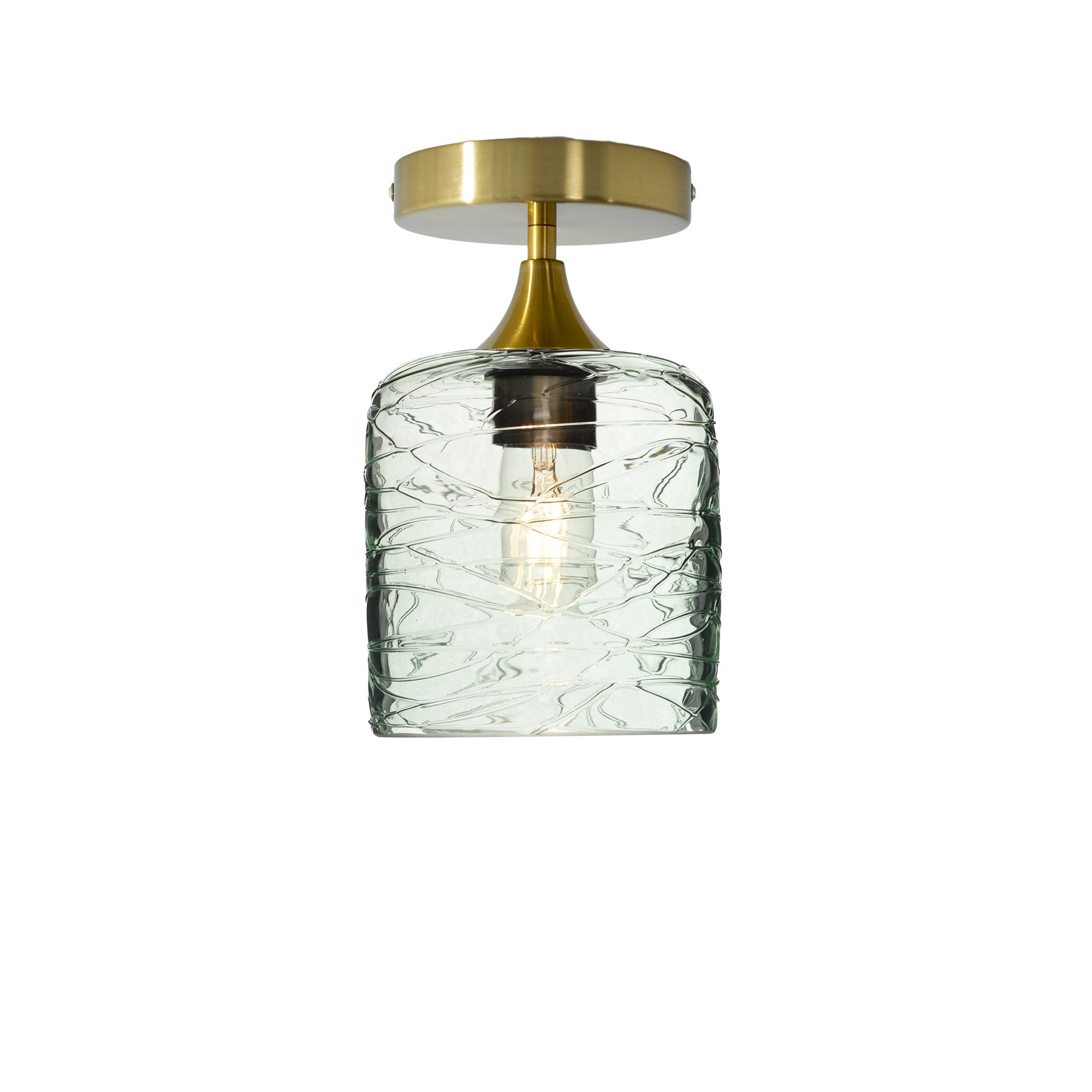 603 Semi-Flush-Bicycle Glass Co - Hotshop-Spun-Eco Clear-Polished Brass-Bicycle Glass Co