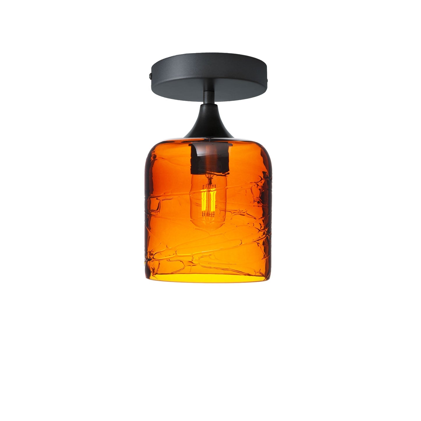 603 Semi-Flush-Bicycle Glass Co - Hotshop-Spun-Golden Amber-Antique Bronze-Bicycle Glass Co