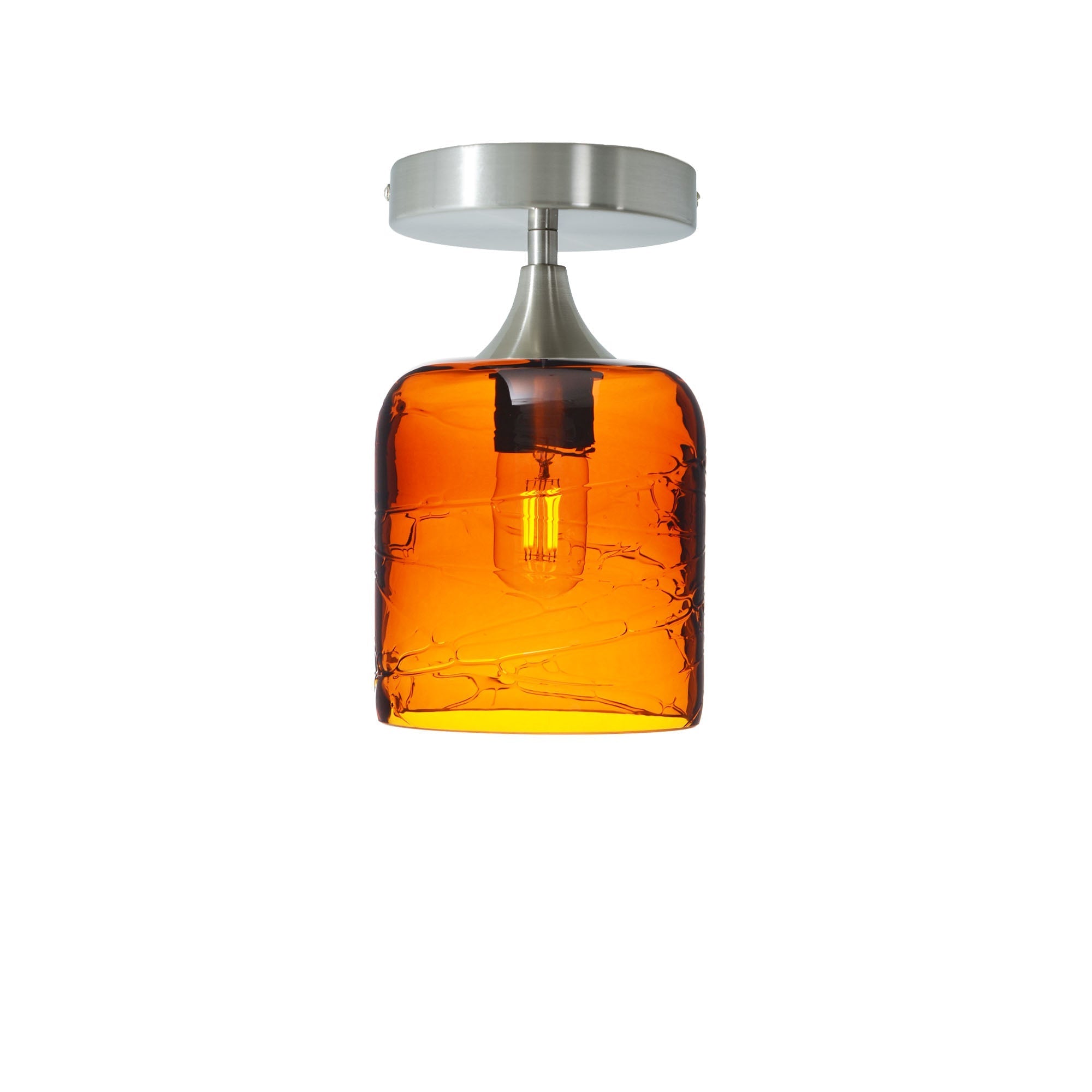 603 Semi-Flush-Bicycle Glass Co - Hotshop-Spun-Golden Amber-Brushed Nickel-Bicycle Glass Co