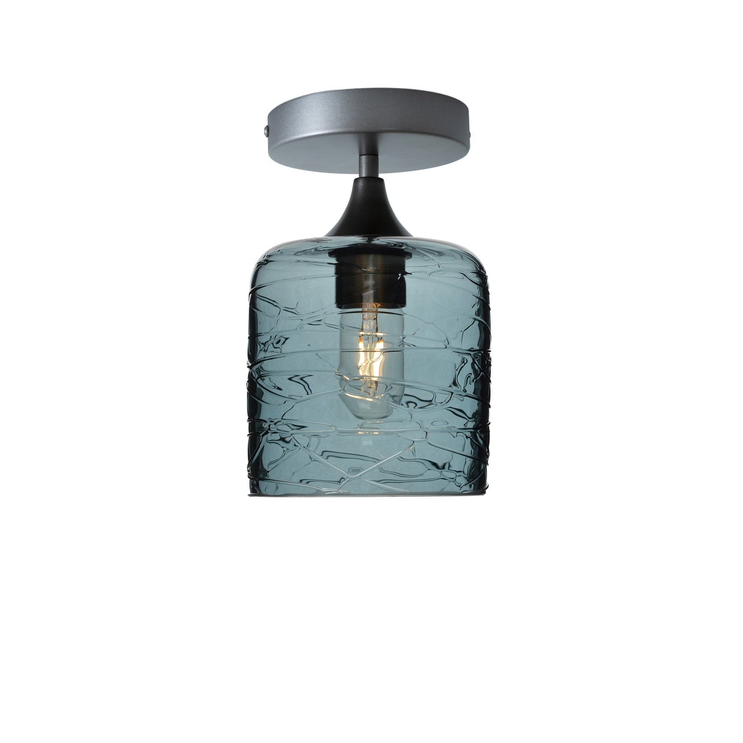 603 Semi-Flush-Bicycle Glass Co - Hotshop-Spun-Slate Gray-Antique Bronze-Bicycle Glass Co