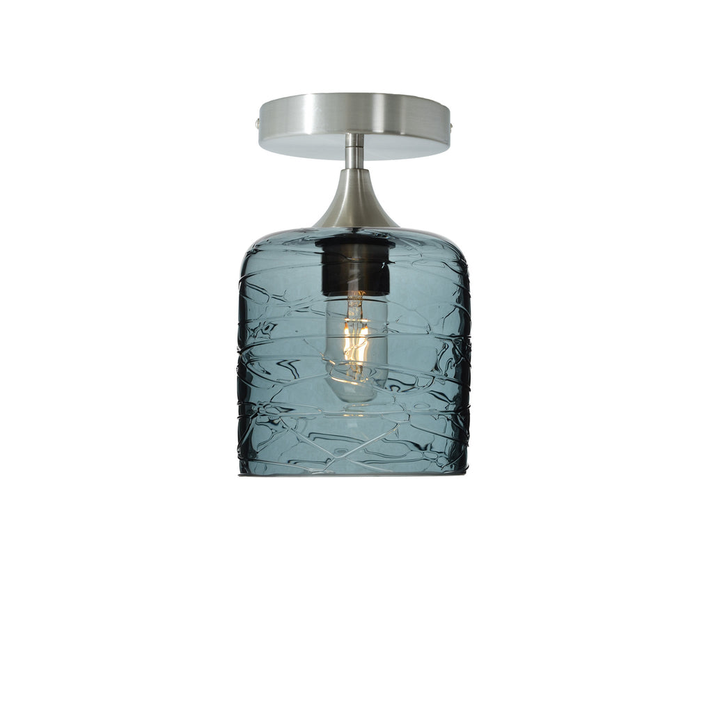 603 Semi-Flush-Bicycle Glass Co - Hotshop-Spun-Slate Gray-Brushed Nickel-Bicycle Glass Co