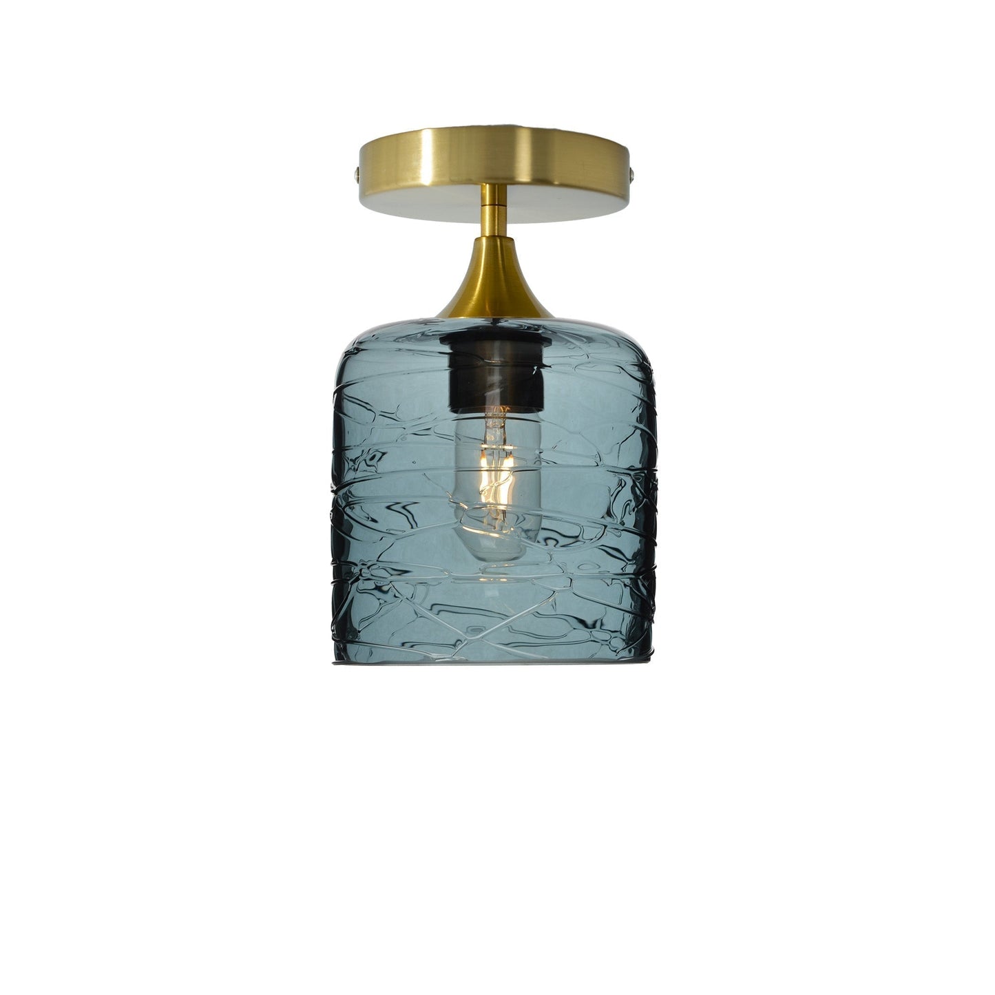 603 Semi-Flush-Bicycle Glass Co - Hotshop-Spun-Slate Gray-Polished Brass-Bicycle Glass Co