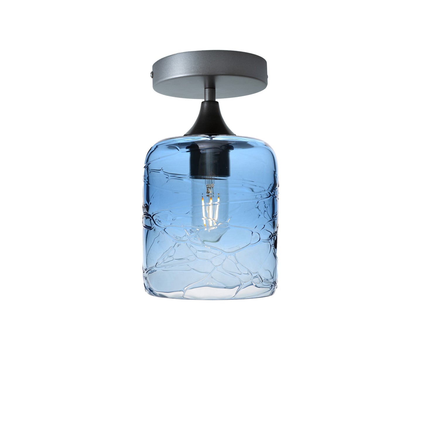 603 Semi-Flush-Bicycle Glass Co - Hotshop-Spun-Steel Blue-Antique Bronze-Bicycle Glass Co