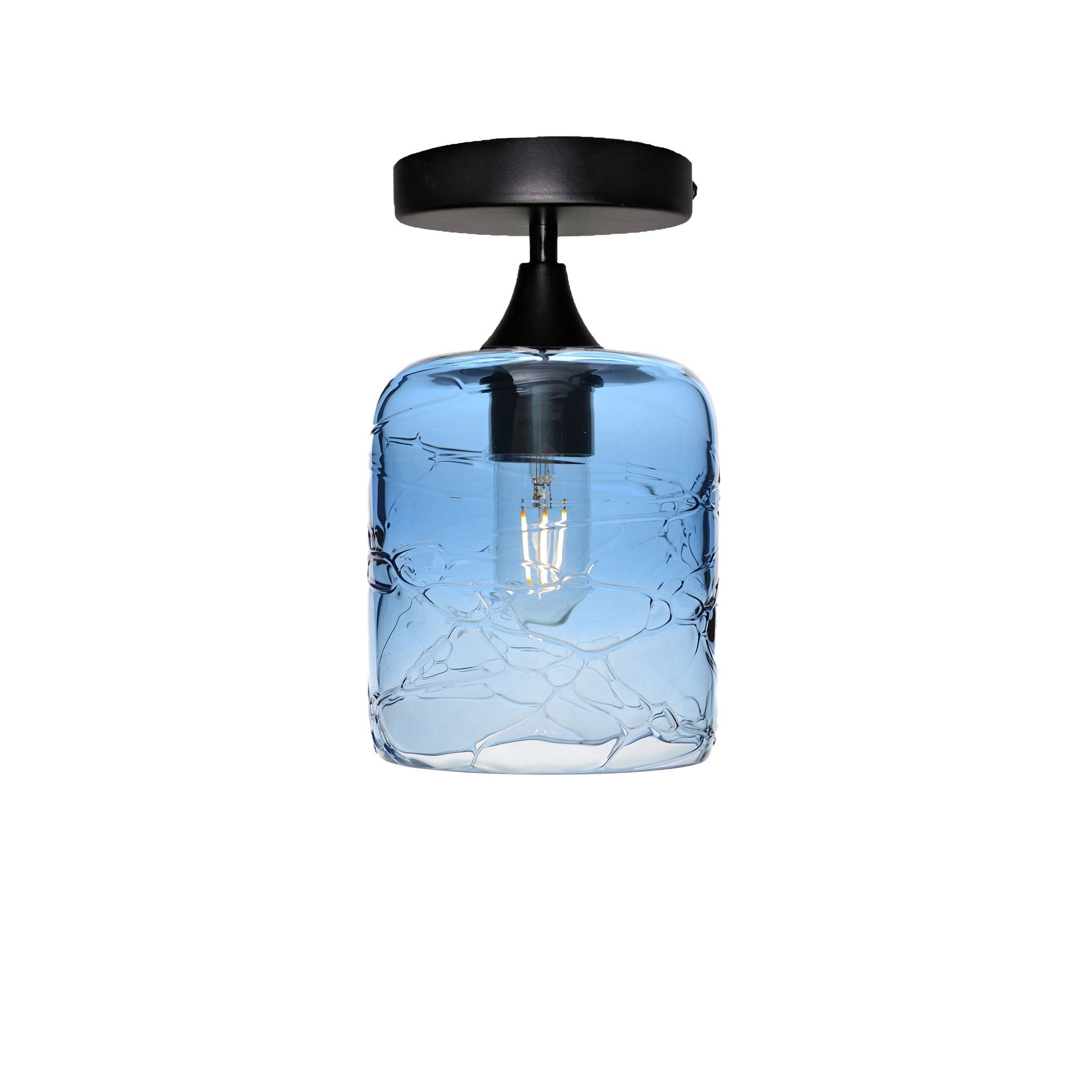 603 Semi-Flush-Bicycle Glass Co - Hotshop-Spun-Steel Blue-Matte Black-Bicycle Glass Co