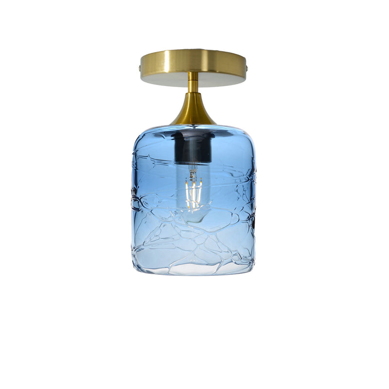 603 Semi-Flush Light — Spun / Steel Blue / Polished Brass