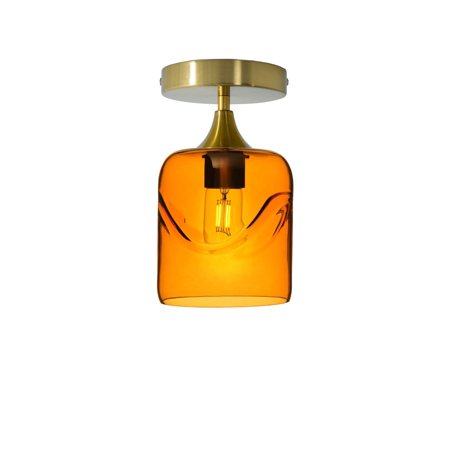 603 Semi-Flush-Bicycle Glass Co - Hotshop-Swell-Golden Amber-Polished Brass-Bicycle Glass Co