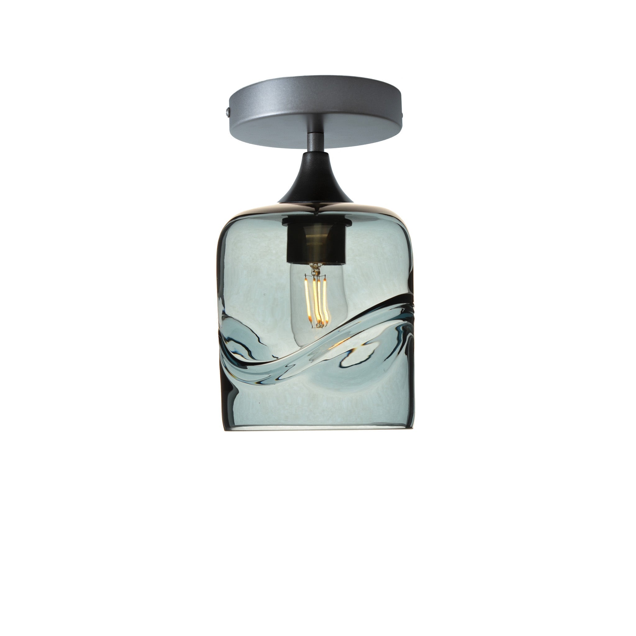 603 Semi-Flush-Bicycle Glass Co - Hotshop-Swell-Slate Gray-Antique Bronze-Bicycle Glass Co