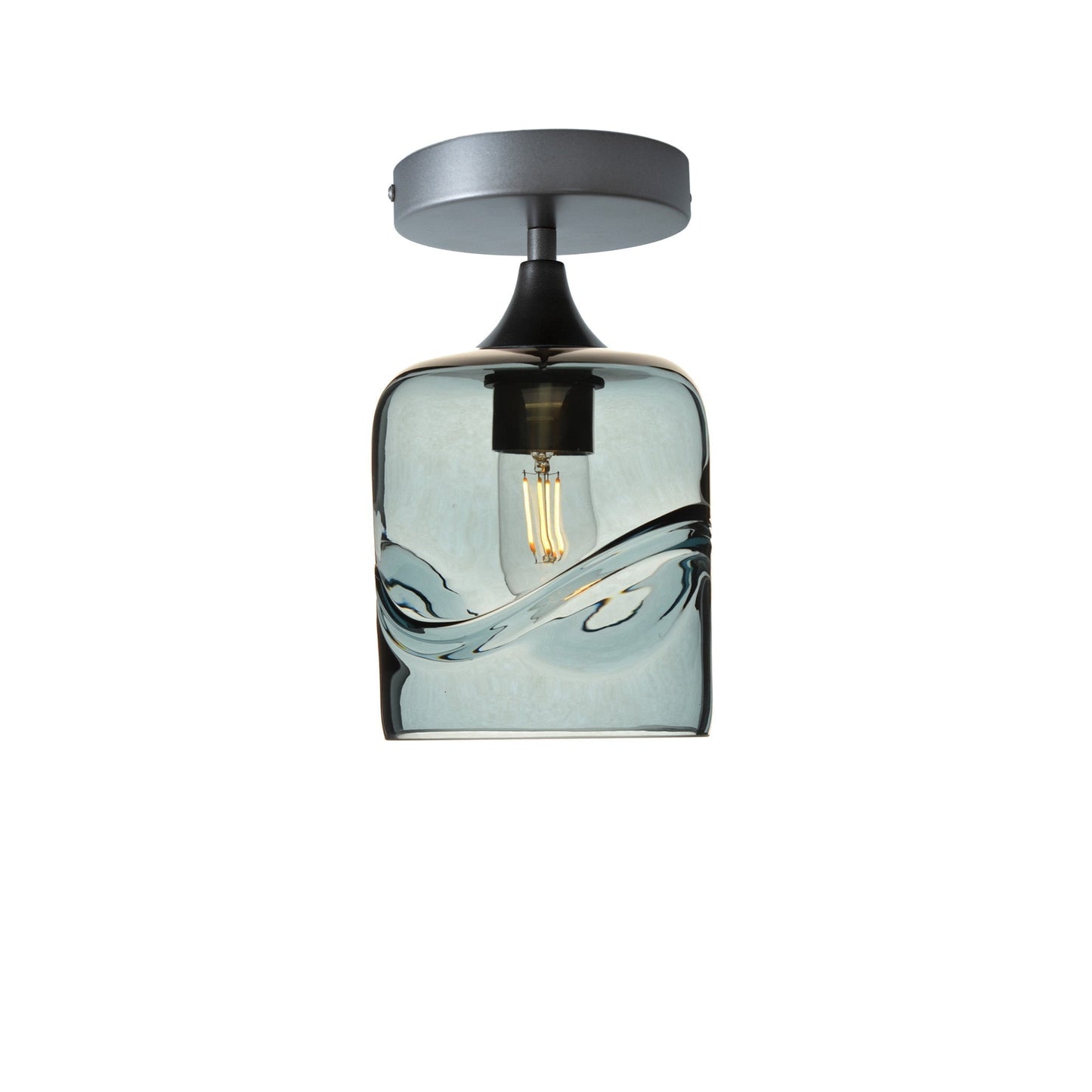 603 Semi-Flush-Bicycle Glass Co - Hotshop-Swell-Slate Gray-Antique Bronze-Bicycle Glass Co